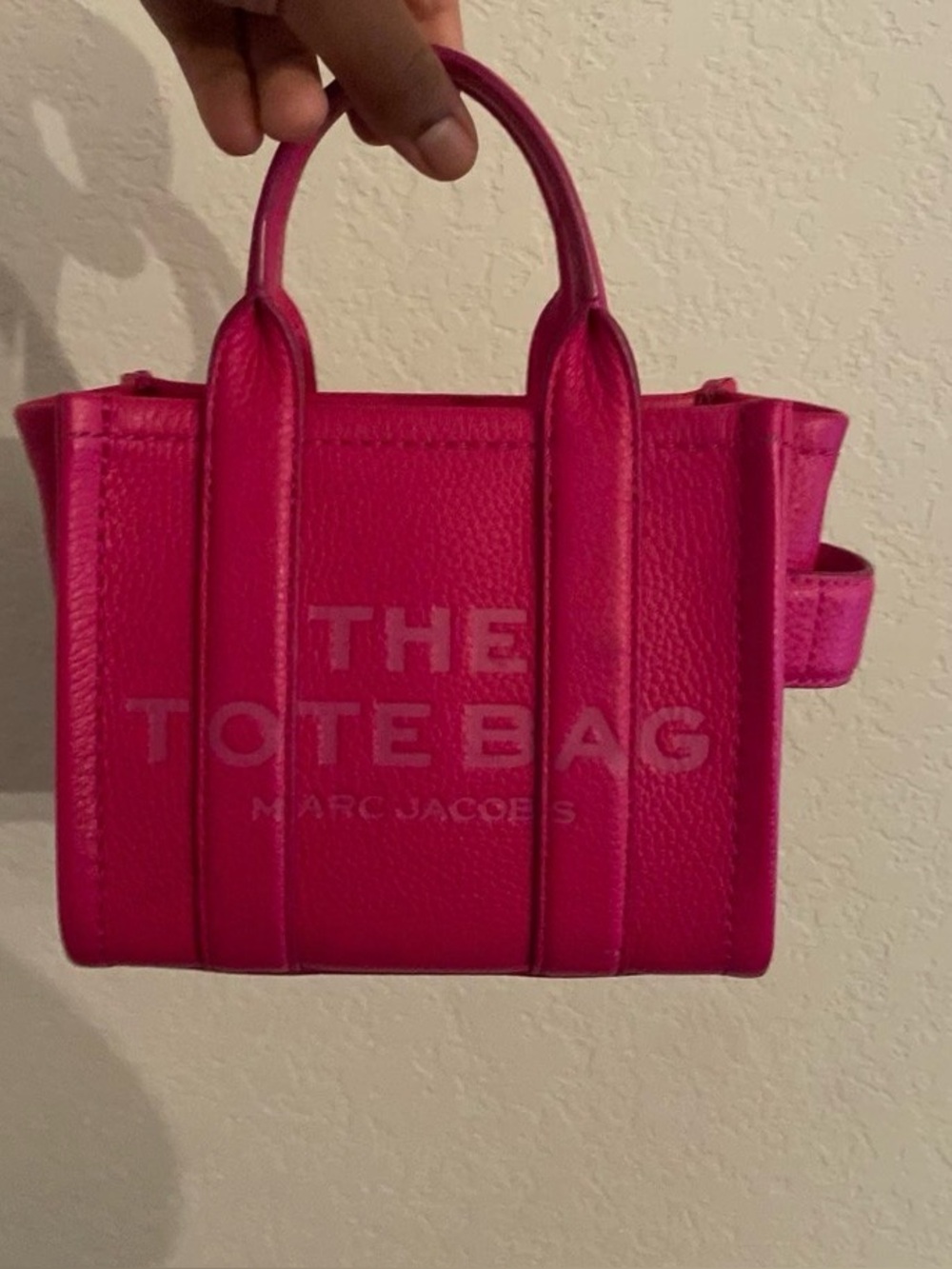 Marc Jacobs Pebbled Leather Mini Tote in Hot Pink